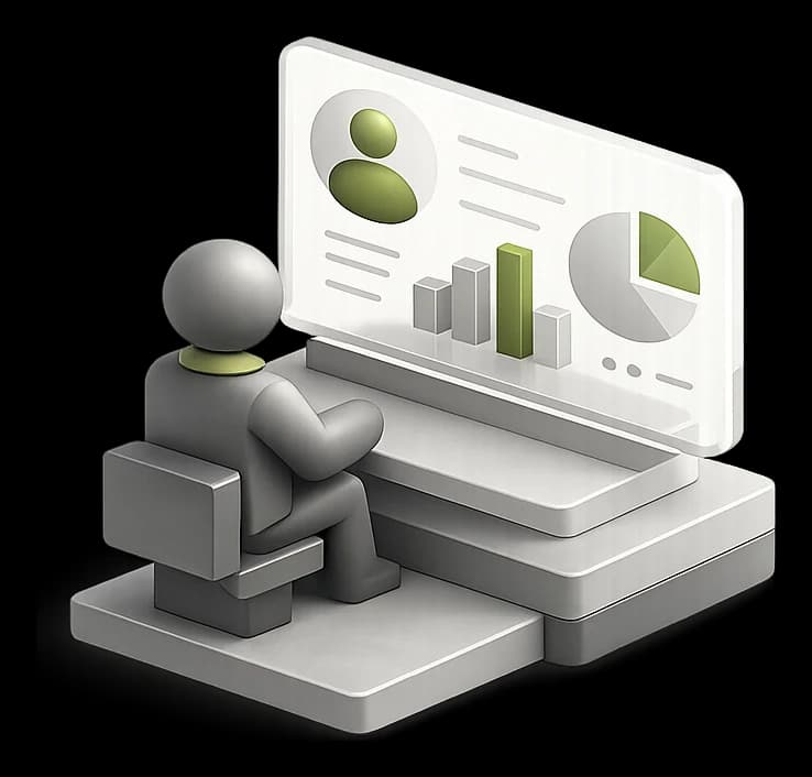 Persona trabajando con su propia información